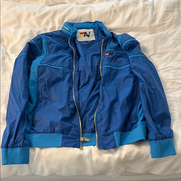 Aviator Nation Vintage lookin performanceBlue Windbreaker Jacket flawless